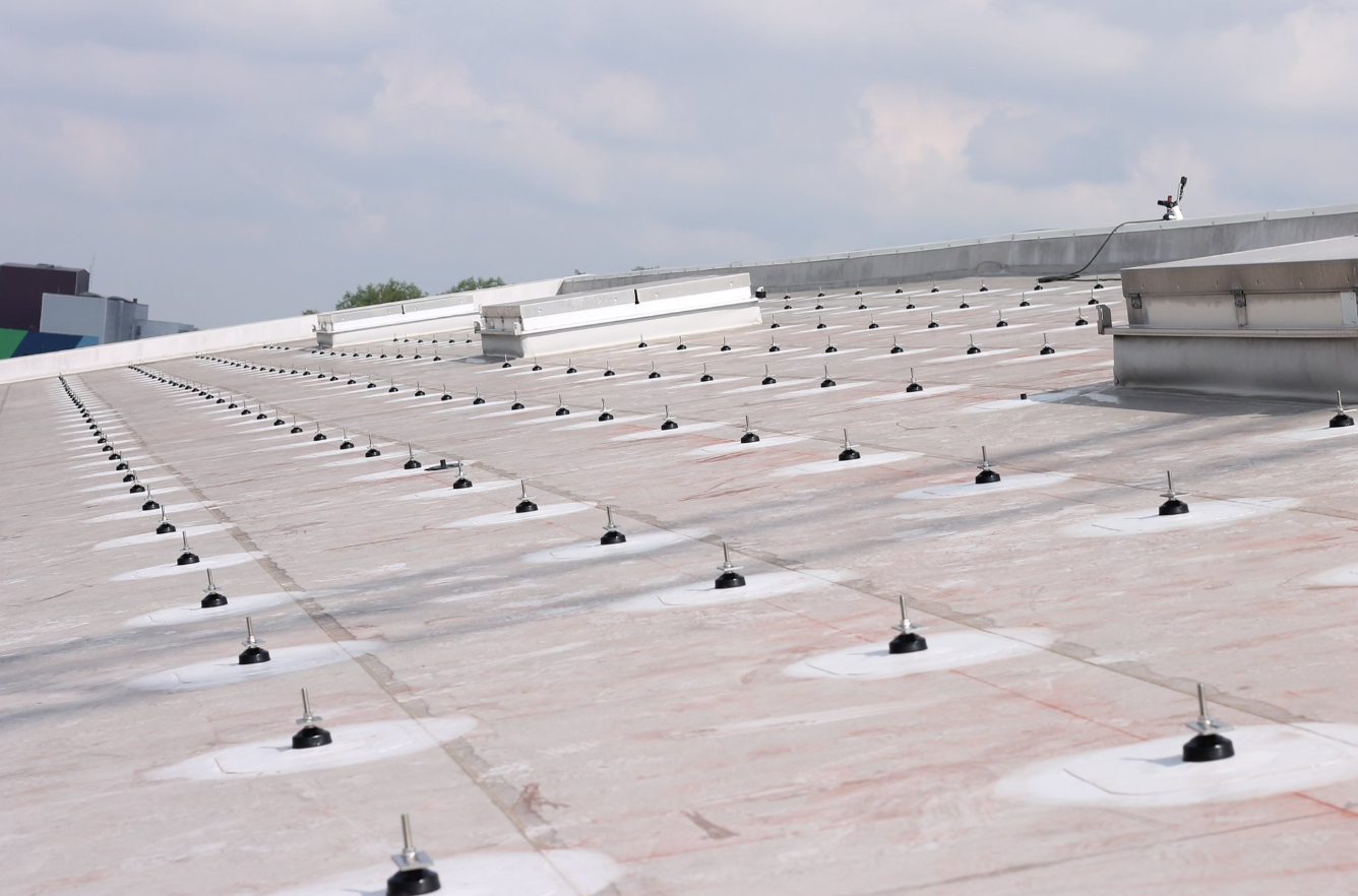 Solar panels on a PVC roof